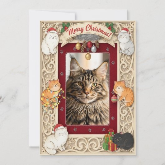 Cartes Pour Fêtes Annuelles Customizable Christmas Card for Cat Lovers (Devant)