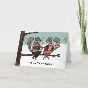 Cartes Pour Fêtes Annuelles Customizable Christmas Card - Musical Squirrels