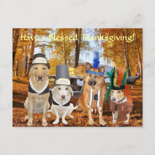 Cartes Pour Fêtes Annuelles Customizable Cute Lab/Dog Pilgrims & Chiefs
