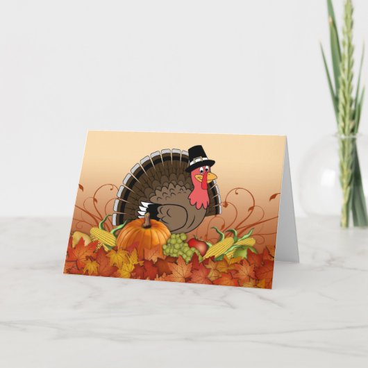 Cartes Pour Fêtes Annuelles Cute animée Thanksgiving Day turkey (Devant)