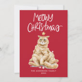Cartes Pour Fêtes Annuelles Cute Aquarelle Chat Meowy Noël Sans Photo (Devant)