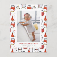 Cute Aquarelle Pingouins Motif Noël Photo
