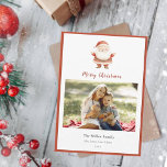 Cartes Pour Fêtes Annuelles Cute aquarelle Vintage Père Noël Photo Noël<br><div class="desc">Cute watercolor vintage Santa Clause Noël Carte de voeux de Noël Ajoutez votre photo de famille préférée. Vous pouvez supprimer ou modifier le message à l'arrière.</div>