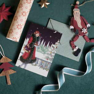 Cartes Pour Fêtes Annuelles Cute art deco vintage lady add message