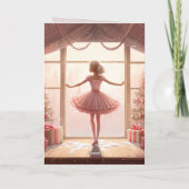 Cartes Pour Fêtes Annuelles Cute Ballerina Pink Room Chic hiver Noël (Dos)