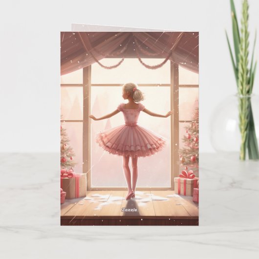 Cartes Pour Fêtes Annuelles Cute Ballerina Pink Room Chic hiver Noël (Dos)