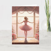 Cartes Pour Fêtes Annuelles Cute Ballerina Pink Room Chic hiver Noël (Devant)
