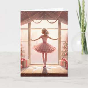 Cartes Pour Fêtes Annuelles Cute Ballerina Pink Room Chic hiver Noël