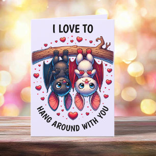 Cartes Pour Fêtes Annuelles Cute Bat Valentine I Love Hanging autour de vous