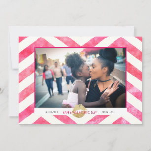 Cartes Pour Fêtes Annuelles Cute Be Pink Chevron Gold Kisses Valentine's Day