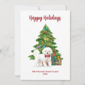 Cartes Pour Fêtes Annuelles Cute Bichon Frise Chien Famille Noël (Devant)