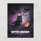 Cartes Pour Fêtes Annuelles Cute Black Cat Vampire Halloween (Devant)