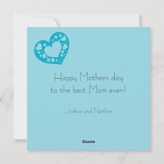 Cartes Pour Fêtes Annuelles Cute Blue coeurs photo Nous t'aimons maman (Dos)