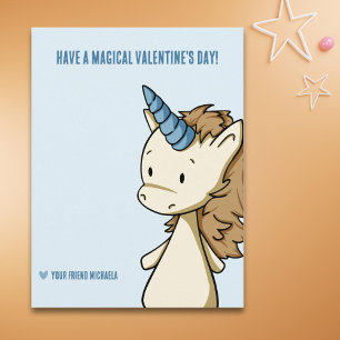 Cartes Pour Fêtes Annuelles Cute Blue Unicorn classe Saint Valentin