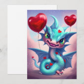 Cartes Pour Fêtes Annuelles Cute Blue Valentine Dragon (Devant / Derrière)
