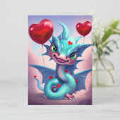 Cartes Pour Fêtes Annuelles Cute Blue Valentine Dragon (Debout devant)