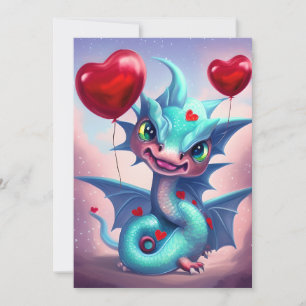 Cartes Pour Fêtes Annuelles Cute Blue Valentine Dragon
