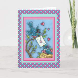 CARTES POUR FÊTES ANNUELLES CUTE BLUEBIRD SWEETHEARTS, INSÉPARABLE VALENTINE