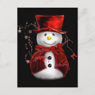 Cartes Pour Fêtes Annuelles Cute bonhomme de neige en Velours rouge Noël