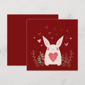 Cartes Pour Fêtes Annuelles Cute Bourgogne Lapin de Saint Valentin (Devant / Derrière)