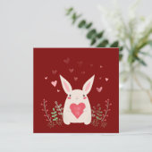 Cartes Pour Fêtes Annuelles Cute Bourgogne Lapin de Saint Valentin (Debout devant)