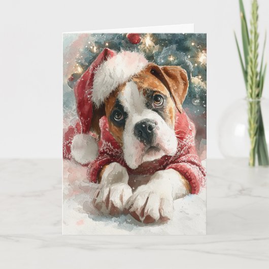 Cartes Pour Fêtes Annuelles Cute Boxer Christmas Greeting Card (Devant)
