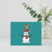Cartes Pour Fêtes Annuelles Cute Bruant sur Snowman (Debout devant)