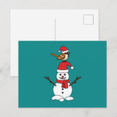 Cartes Pour Fêtes Annuelles Cute Bruant sur Snowman (Devant / Derrière)