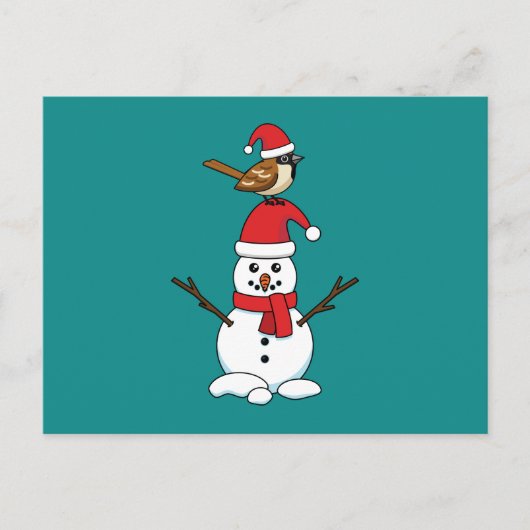 Cartes Pour Fêtes Annuelles Cute Bruant sur Snowman (Devant)