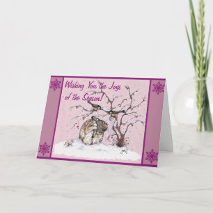 Cartes Pour Fêtes Annuelles Cute Bunny and Snow Birds