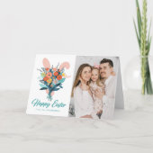 Cartes Pour Fêtes Annuelles Cute Bunny Bouquet Pâques (Devant)