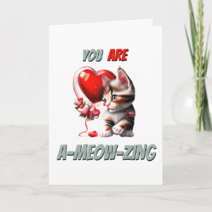 Cartes Pour Fêtes Annuelles Cute calico kitten ameowzing coeur rouge amoureux 
