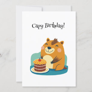 Cartes Pour Fêtes Annuelles Cute Capybara Cake Anniversaire Pun Drôle