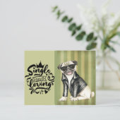 Cartes Pour Fêtes Annuelles Cute Carlin Dude | Single And Love It Valentine (Debout devant)