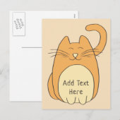 Cartes Pour Fêtes Annuelles Cute Cartoon Chat Ajouter un nom | Beige (Devant / Derrière)