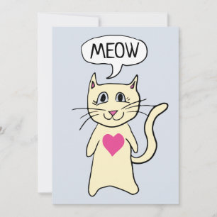 Cartes Pour Fêtes Annuelles Cute Cat Meow Je T'Aime Valentines Jour Appartemen