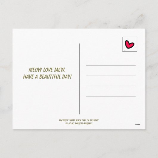 Cartes Pour Fêtes Annuelles Cute Cat Sweet Adventure Voilier Valentine (Dos)