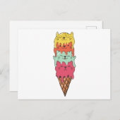 Cartes Pour Fêtes Annuelles Cute chat Crème de glace Kitten (Devant / Derrière)