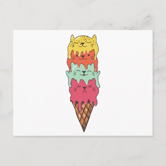 Cartes Pour Fêtes Annuelles Cute chat Crème de glace Kitten (Devant)