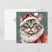 Cartes Pour Fêtes Annuelles Cute Chat Meowy Noël Drôle Chat (Devant / Derrière)