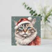 Cartes Pour Fêtes Annuelles Cute Chat Meowy Noël Drôle Chat (Debout devant)