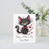 Cartes Pour Fêtes Annuelles Cute chat noir personnalisées valentine (Debout devant)