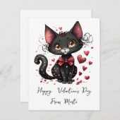 Cartes Pour Fêtes Annuelles Cute chat noir personnalisées valentine (Devant / Derrière)