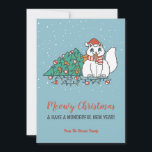 Cartes Pour Fêtes Annuelles Cute Chat Santa Hat Snowy hiver Meowy Noël<br><div class="desc">Caricature d'animal mignonne avec des puns drôles pour votre fête de vacances. Joyeux Noël et Bonne Année. Vous pouvez customiser le texte et la couleur arrière - plan pour convenir à votre occasion. Idéal pour les enfants et les enfants qui aiment les animaux.</div>