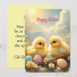 Cartes Pour Fêtes Annuelles Cute chicks and colorful Easter eggs, vintage