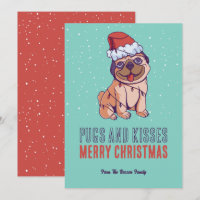 Cute Chien Père Noël Carlins et baisers Joyeux Noë