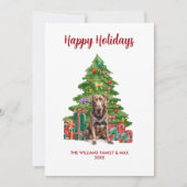 Cartes Pour Fêtes Annuelles Cute Chocolat Lab Chien Famille Noël (Devant)