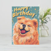 Cartes Pour Fêtes Annuelles Cute Chow Chow Joyeux anniversaire (Debout devant)