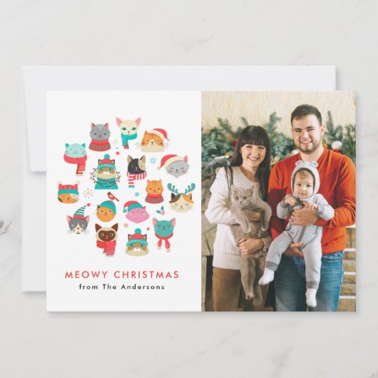 Cartes Pour Fêtes Annuelles Cute Christmas Cats Meowy Photo de Noël (Devant)