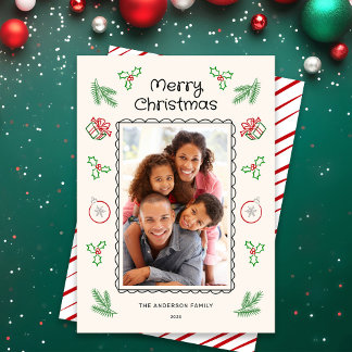 Cartes Pour Fêtes Annuelles Cute Christmas Doodles Photo ChristmasHoliday Card